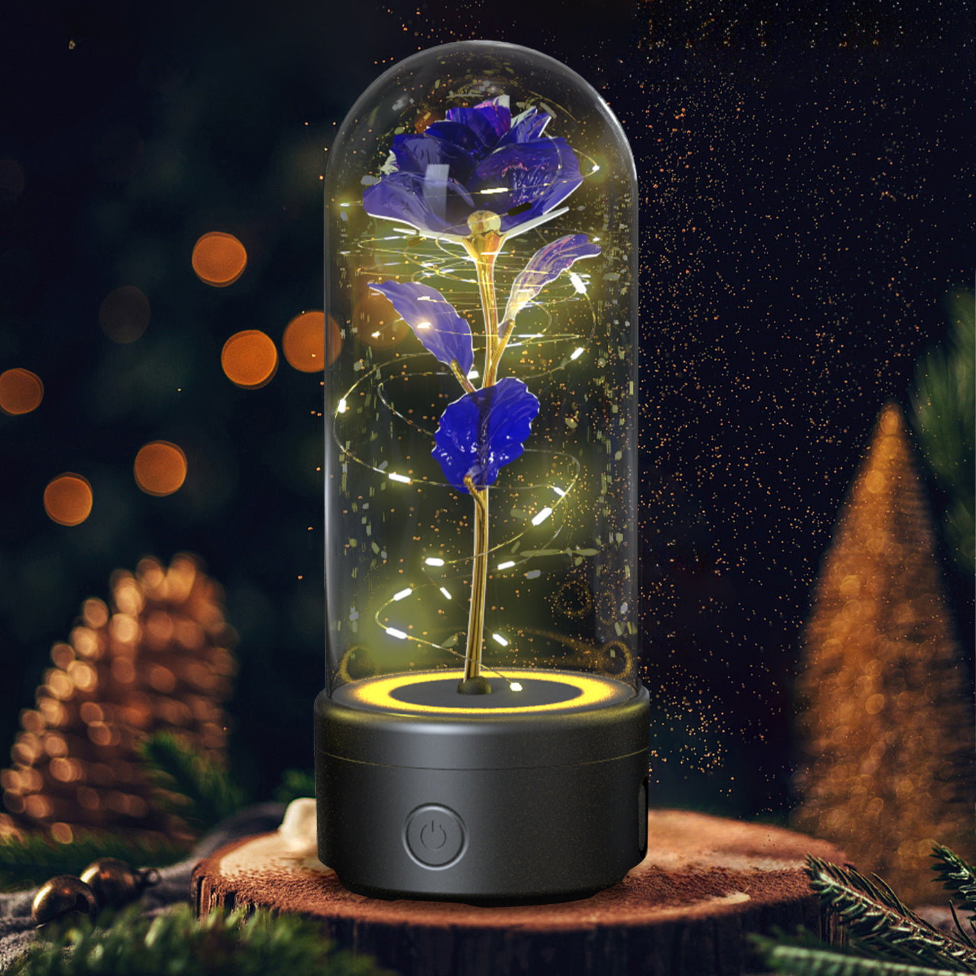 Lampe LED 2 en 1 Créative Rose Éternelle et Enceinte Bluetooth, Cadeau Saint-Valentin - IVOIRART.COM