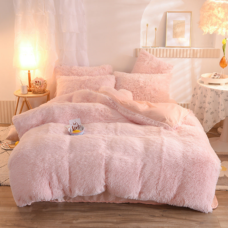 Housse de Couette Luxe en Polaire Épaisse Reine Roi Hiver Chaude avec Taies d'Oreiller
