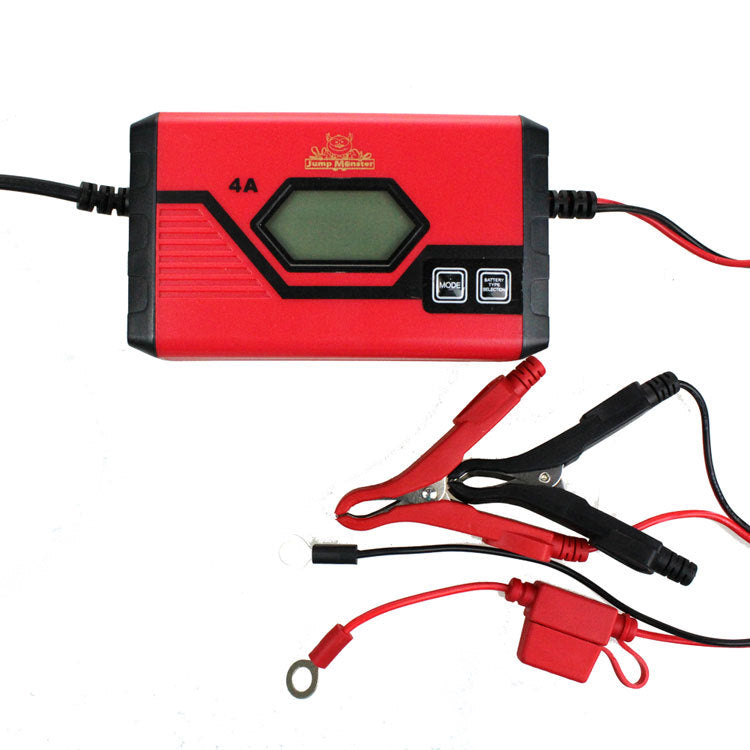 Chargeur de batterie automobile rouge, entrée 100-240V, sortie 6V/12V automatique