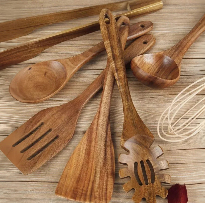 Ustensiles de cuisson en bois premium – 7 ensembles