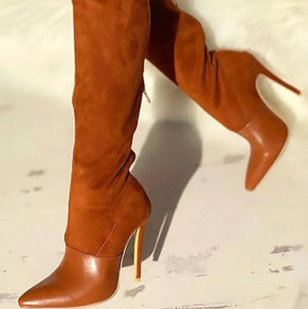 Bottes Sexy pour Femmes à Talons Hauts Élastiques au-dessus du Genou