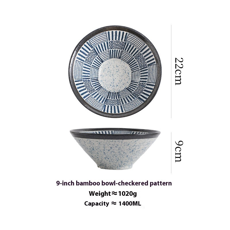 Vaisselle rétro de luxe douce en céramique motif Qinghai pour bol à ramen