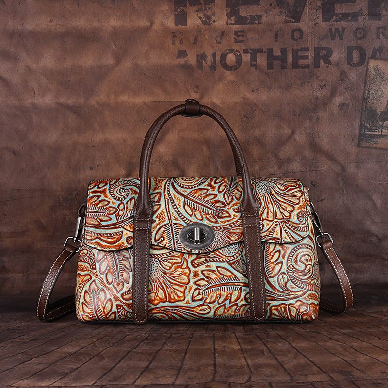 Sac bandoulière messager rétro à porter sur l’épaule - cuir véritable et design carré
