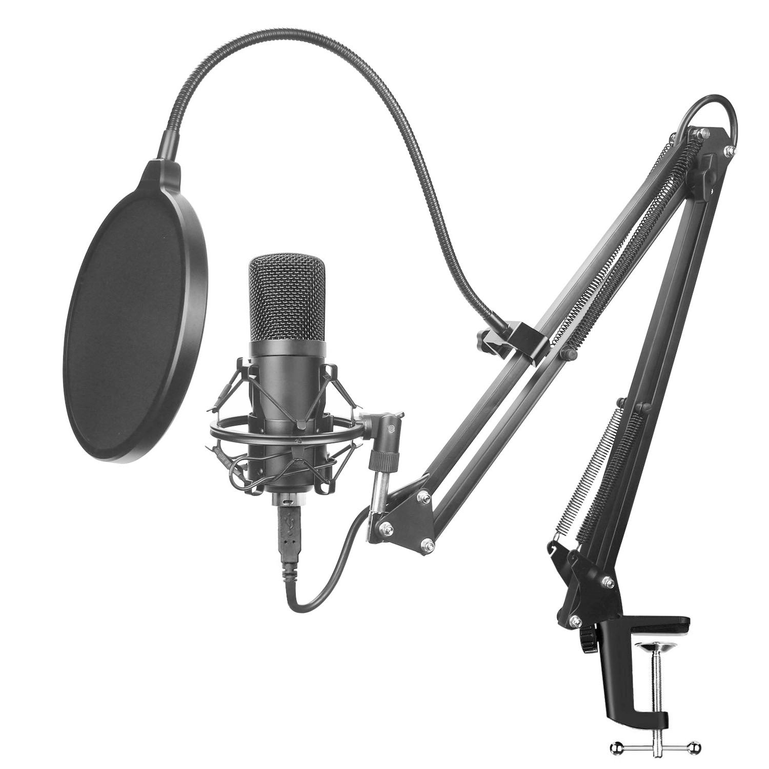 Ensemble microphone BM-700 condensateur noir avec support métal et haute fidélité