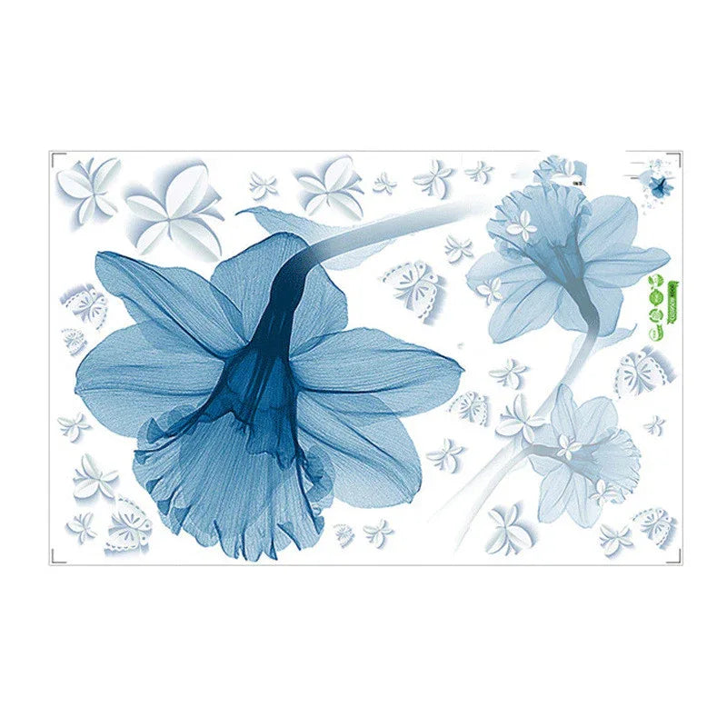 Fond de fleur bleu nordique pour créer des autocollants muraux décoratifs - IVOIRART.COM