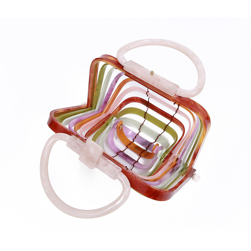 Sac coquille pliable en bambou acrylique panier creux