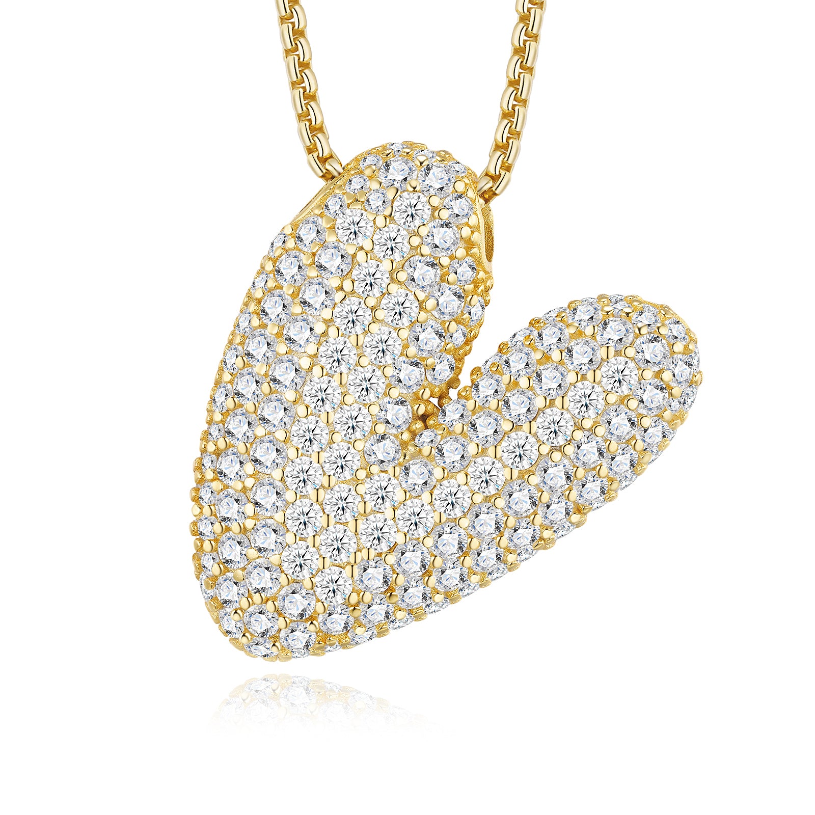 Collier Initiale Bulle 'V' Plaqué Or S925 12,79g avec Pendentif Moissanite VVS1 D, Certificat GRA, Coffret Cadeau, A-Z