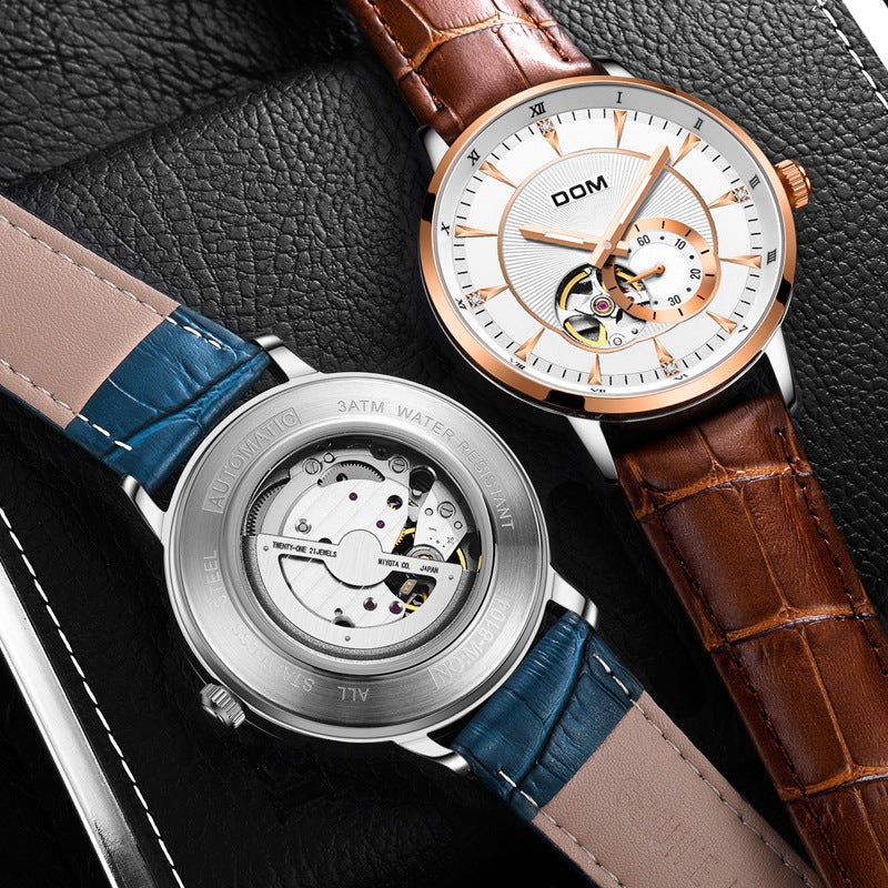 Montre lumineuse pour homme élégante avec mouvement mécanique suisse DOM