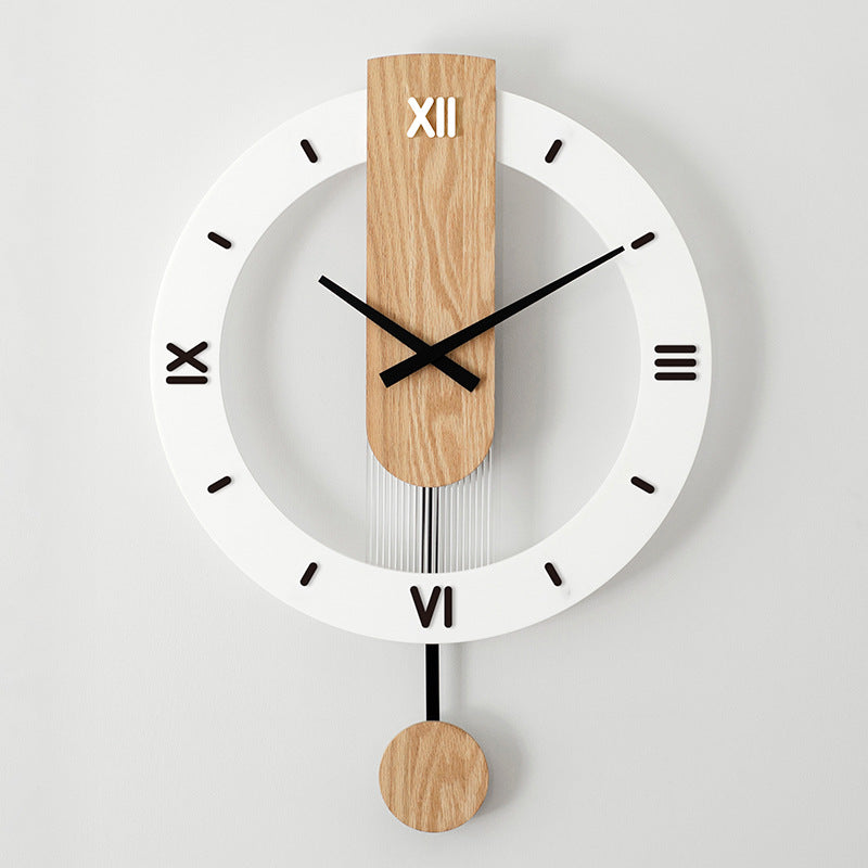 Horloge Murale Simple Nordique Moderne en Bois Massif Muette