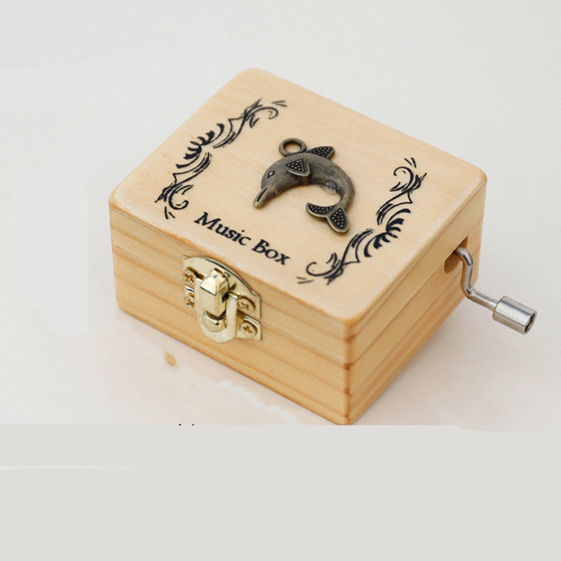 Boîte à musique en bois à manivelle cadeau étudiant décoration