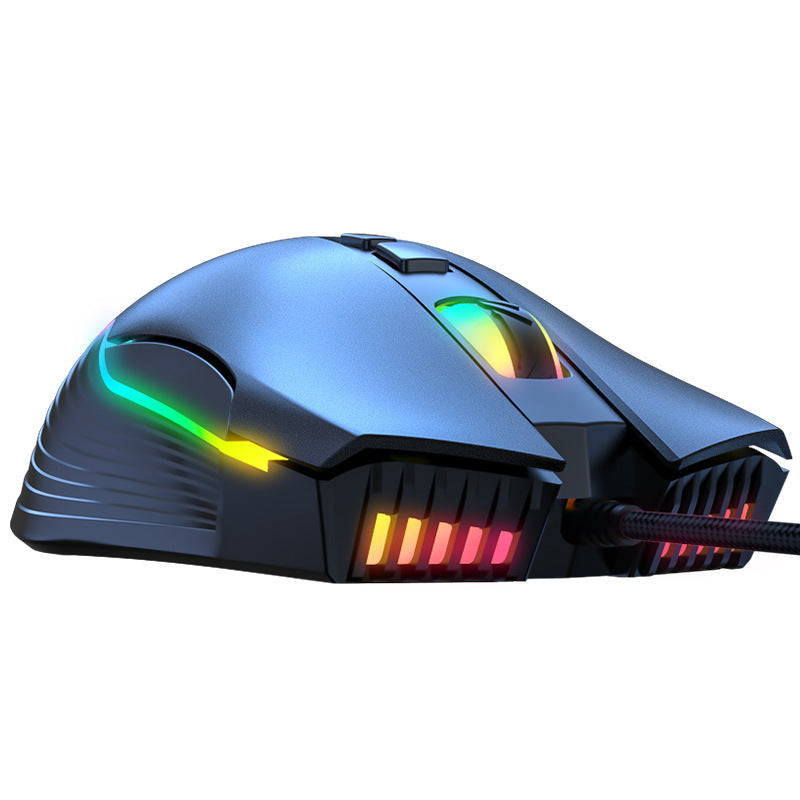 Souris de jeu filaire à sept vitesses DPI réglables avec éclairage RGB lumineux