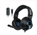 Casque de Jeu Gamer NUBWO N11 USB avec Microphone et Câble 2m Noir-Bleu/Rouge