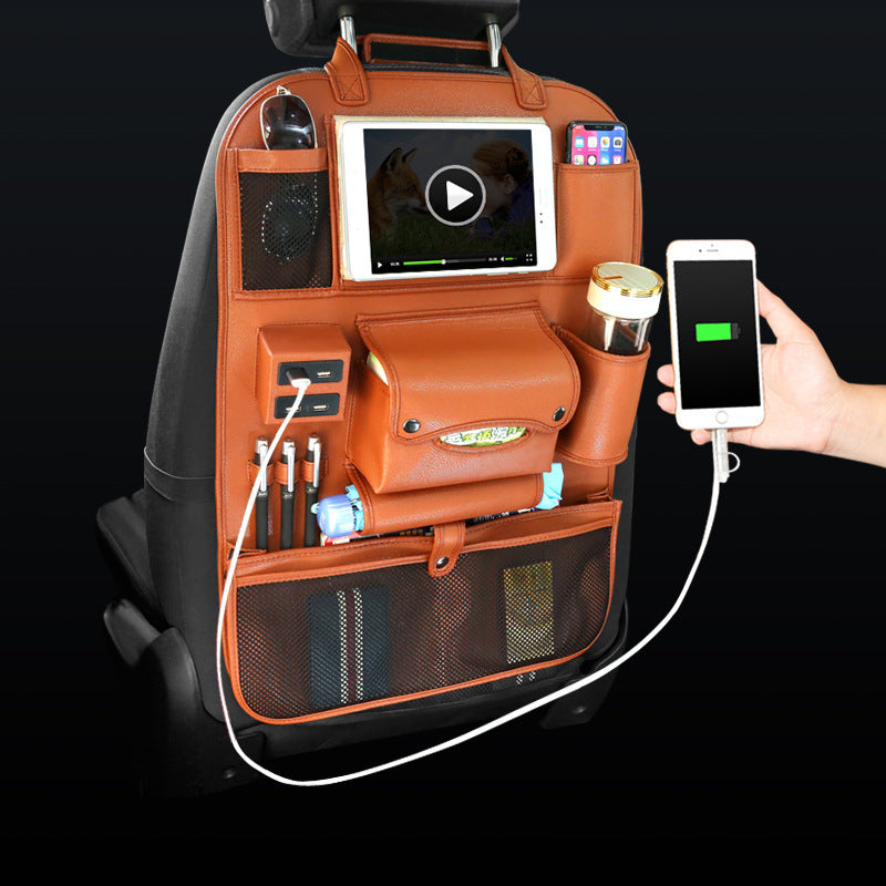 Sac de Rangement Multifonctionnel pour Siège Auto avec Dossier et Port USB