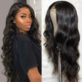 Perruque Naturelle Cheveux Réels Avant Dentelle Couleur Noire Mi-Longue