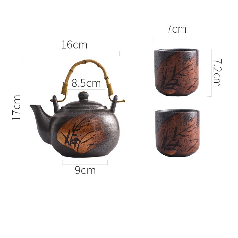 Ensemble de thé japonais peint à la main, théière, céramique, tasse de ménage