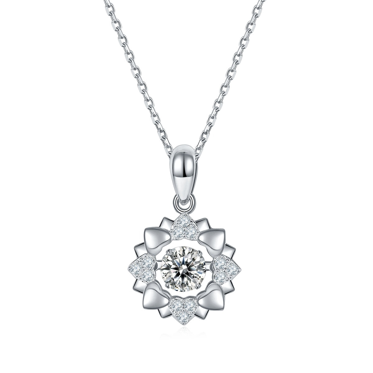 Collier Pendentif Fleur en Moissanite 0,5 ct D VVS1 Argent Sterling S925 45 cm Plaqué Platine Coffret Cadeau Certifié GRA