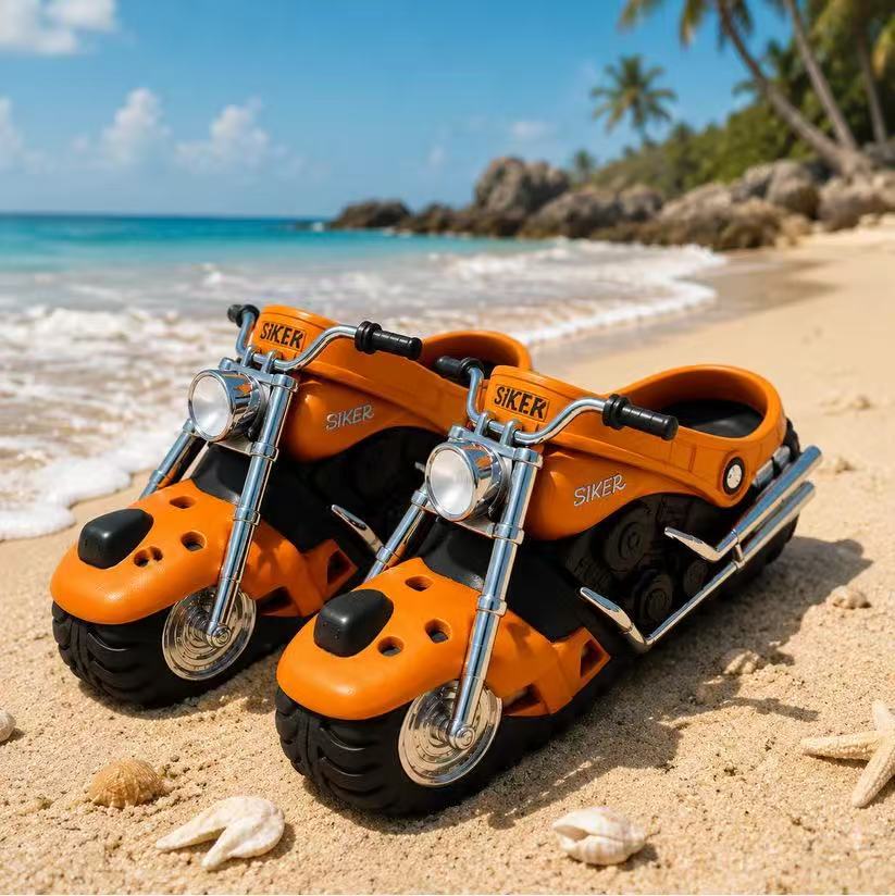 Chaussons hommes originaux en forme de moto amusante - style décontracté