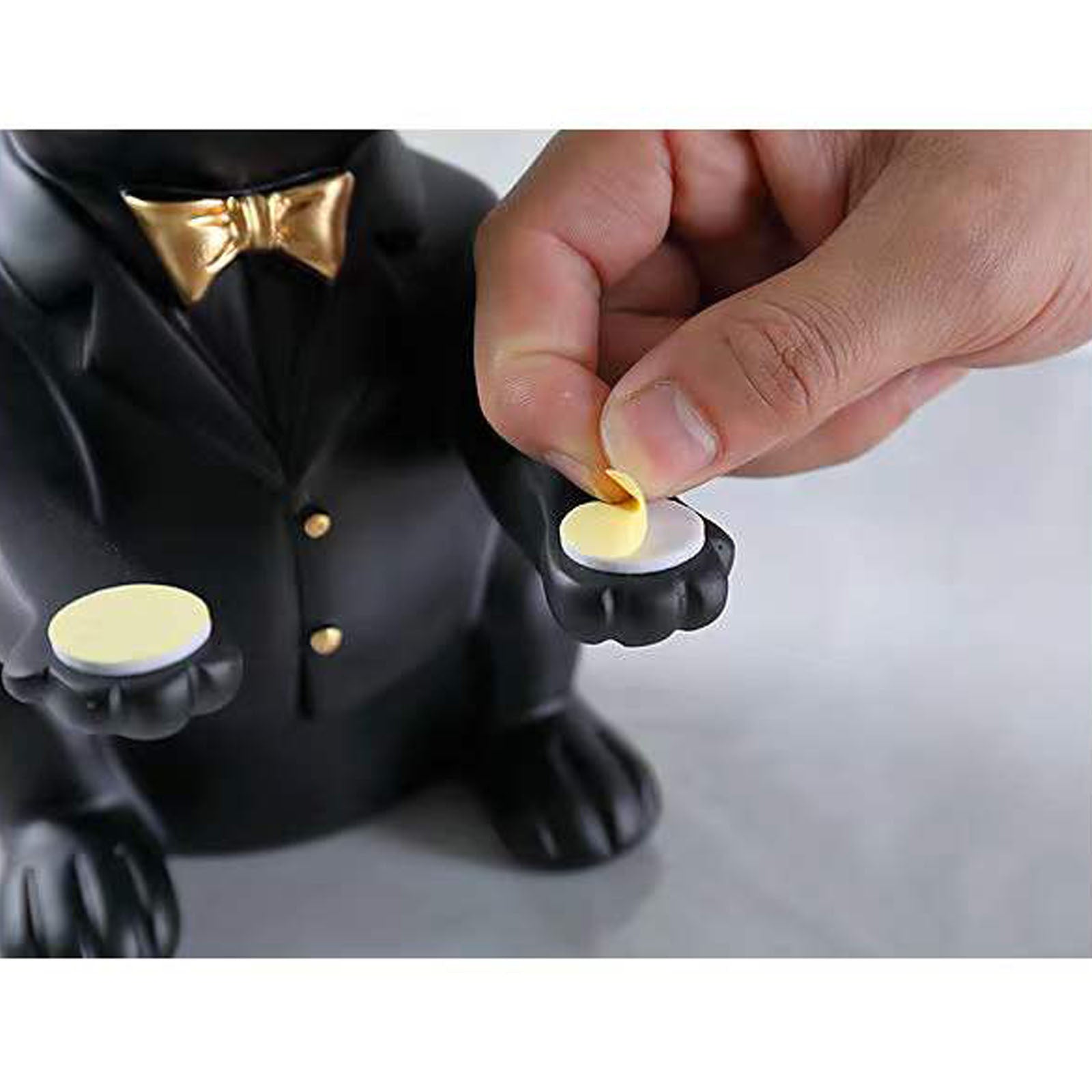 Statue de Bulldog Français Décoration Maison, Statue de Chien Mignonne Avec Plateau, Cadeau Accessoire Bulldog Français, Sculpture Décor Maison Noir ou Marron