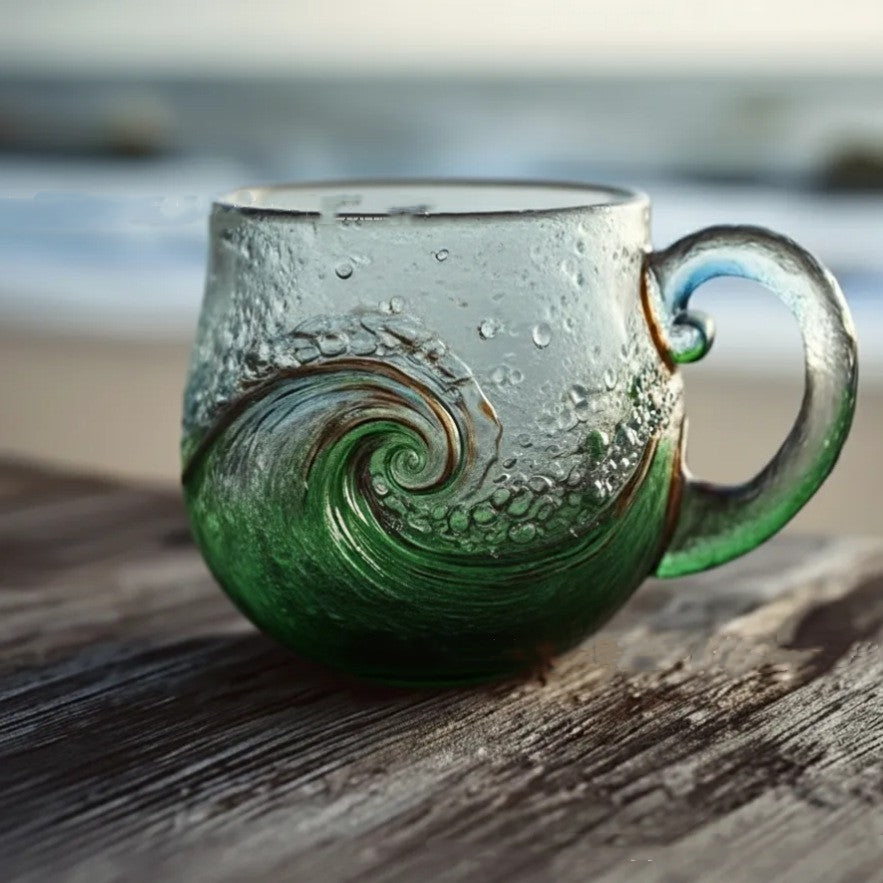Creative Retro Home Ocean Wave Glass Cup