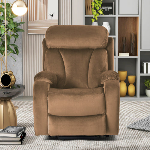 Fauteuil releveur électrique pour personnes âgées Télécommande Canapé relax Fauteuil doux Antidérapant Tissu cachemire Australie Mobilier salon Marron