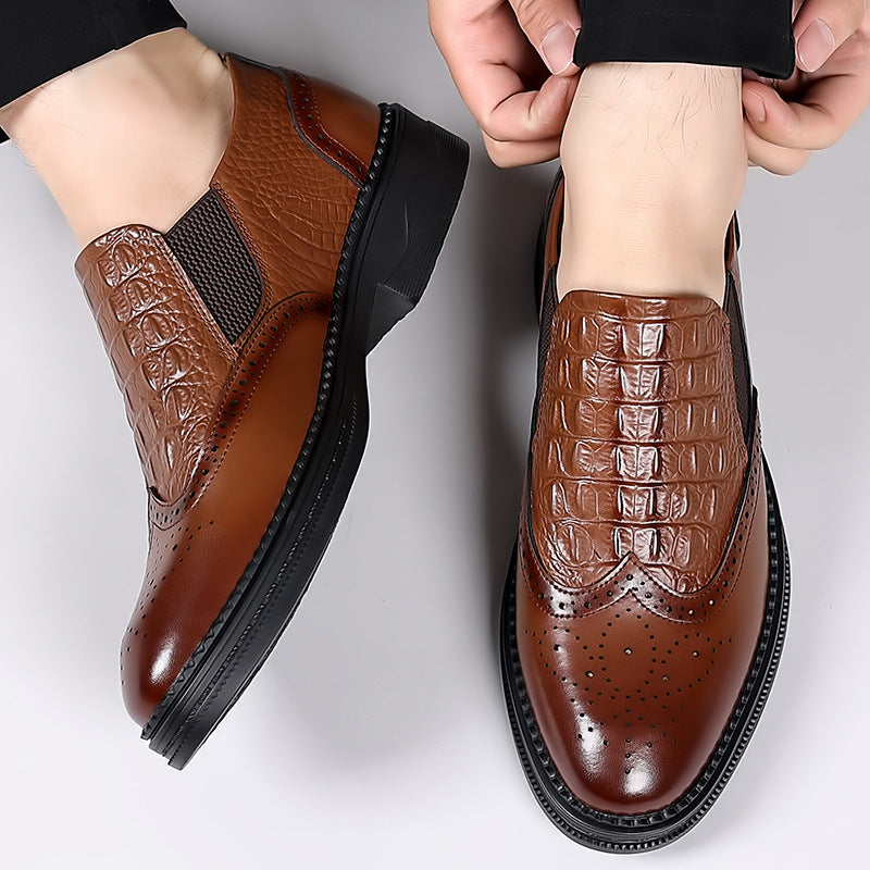 Chaussures décontractées en cuir à enfiler pour homme – Confort et style élégant