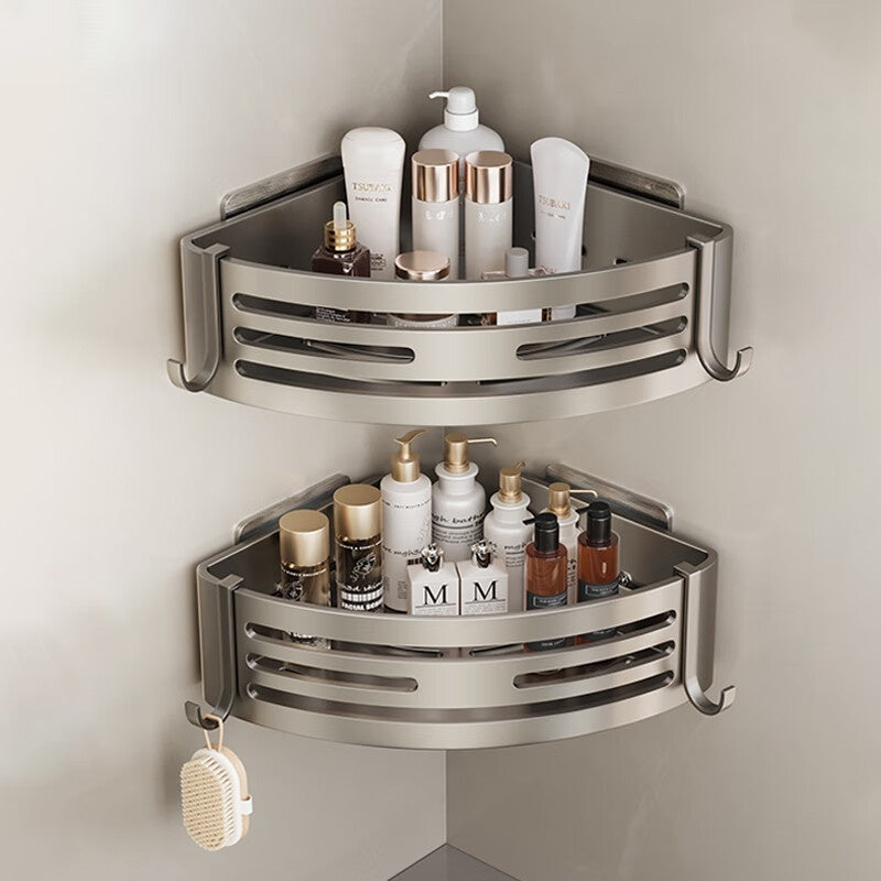 Étagère de Rangement d'Angle Surélevée Portable pour Salle de Bain en Aluminium