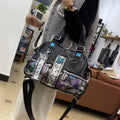 Sac Besace Femme Grand Format en Cuir Souple Style Western avec Imprimé Peint