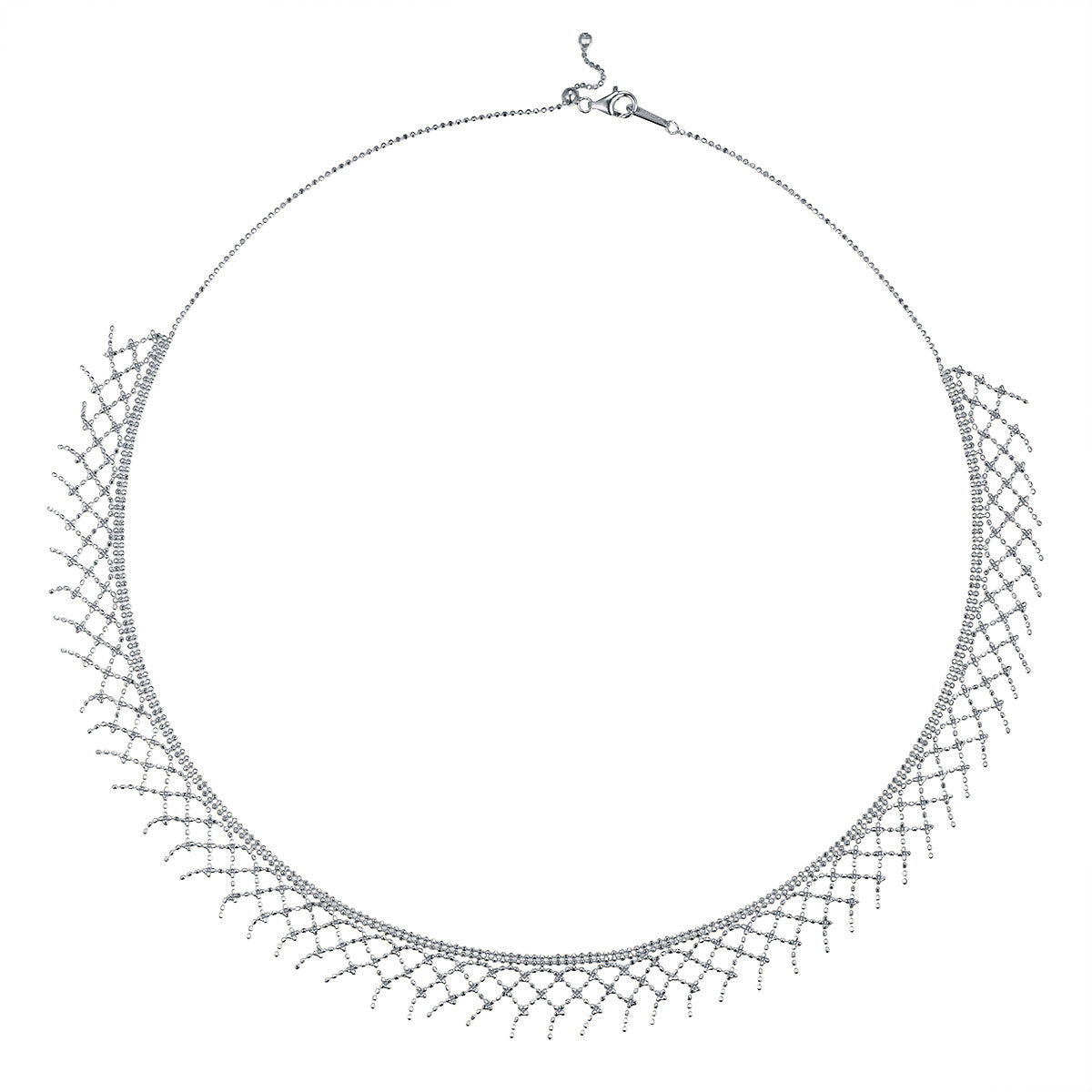 Collier à pampilles en maille argent sterling S925 45 cm réglable 4,7 g 10,5 mm large plaqué platine 3 couleurs coffret cadeau