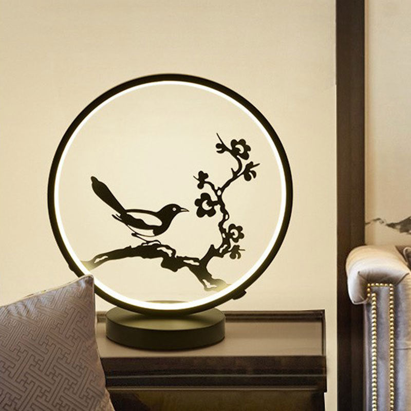 Lampe de table en céramique style chinois LED, élégante et fonctionnelle