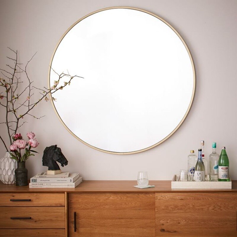 Miroir mural décoratif rond pour salle de bains, style Nordique, métal fer 30 cm