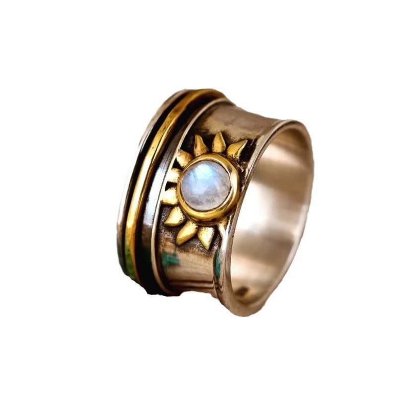 Bague de mode pour femmes en pierre de lune enlaidée