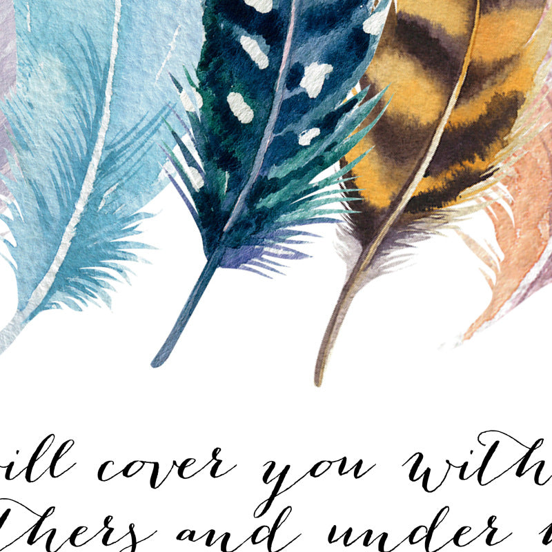 Peinture Oiseau Plume Écriture Chrétienne Huile Peinture