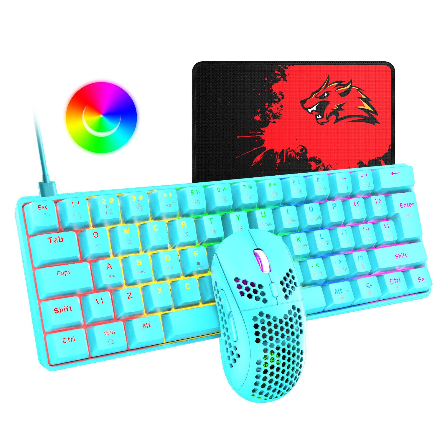 Ensemble clavier et souris de jeu RGB rétroéclairé pour tablette avec connexion filaire USB