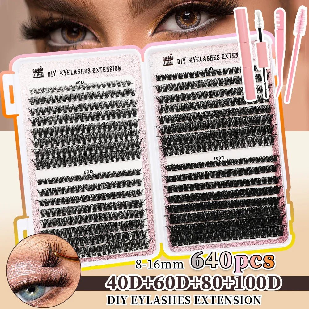 32 Rangées De Cils Livre Cluster 640 Cils Segmentés Ensemble - IVOIRART.COM