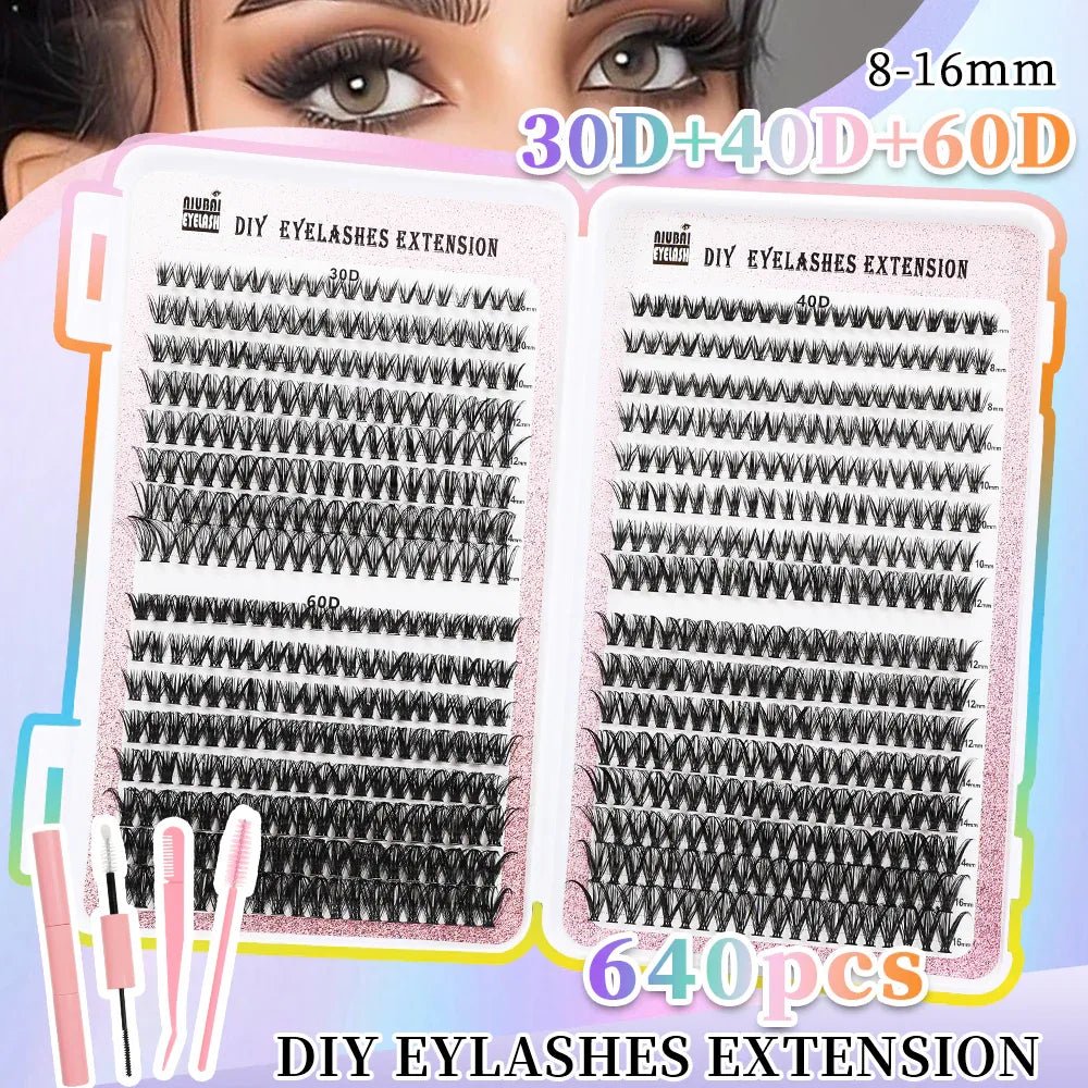 32 Rangées De Cils Livre Cluster 640 Cils Segmentés Ensemble - IVOIRART.COM