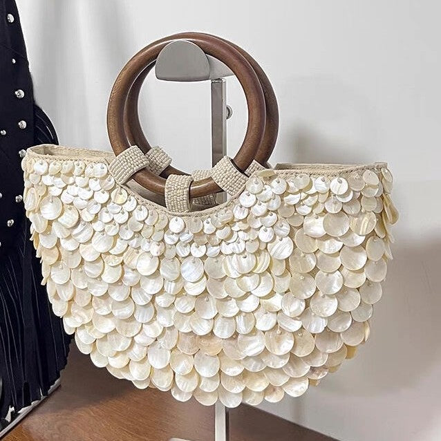 Sac à main artisanal en coquillage naturel de haute qualité, sac féérique pour femme à main