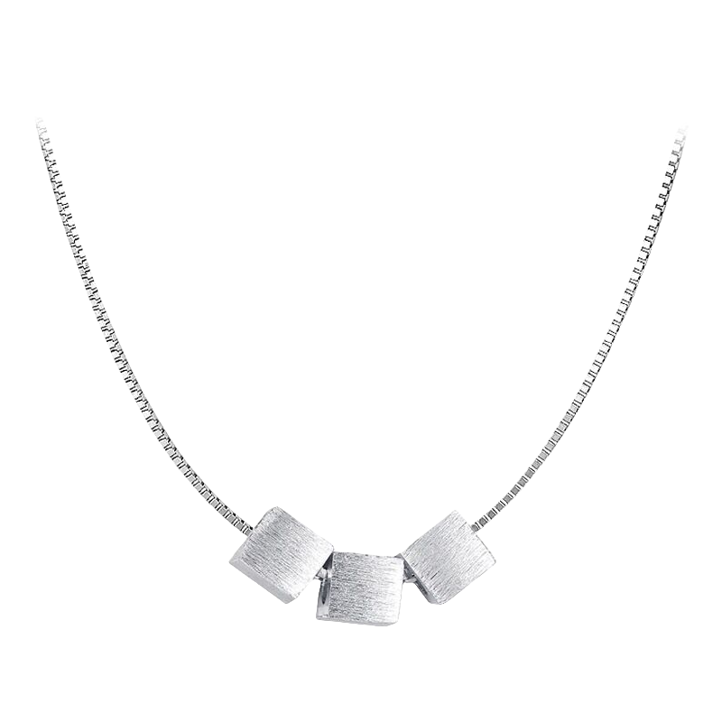 Collier pendentif cube en argent sterling 999, style minimaliste chic, quotidien et bureau