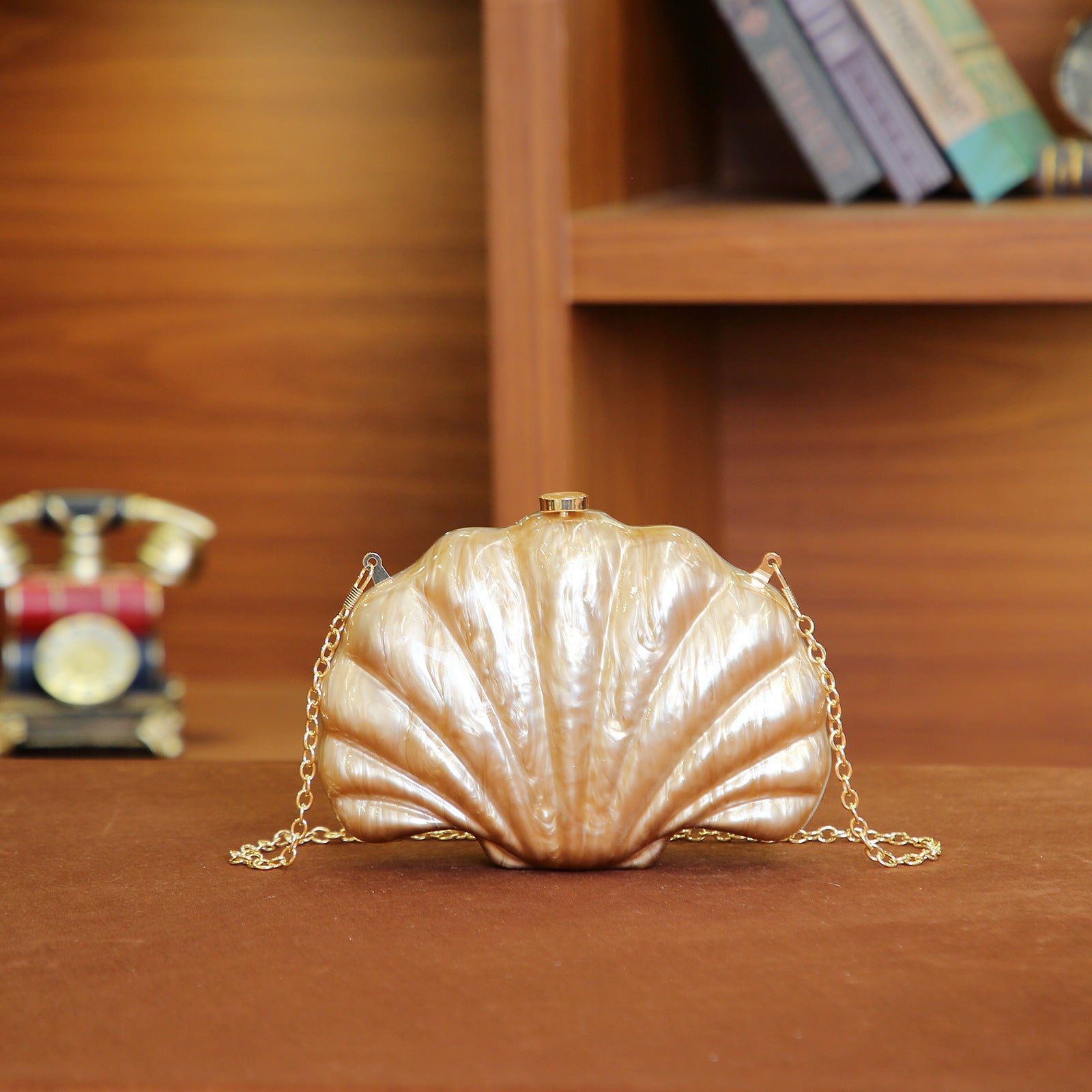 Sac Besace Épaule Forme Coquillage Multicolore avec Chaîne Tendance