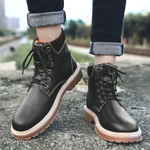 Bottes hautes style britannique Martin, qualité supérieure, chaussures décontractées et de travail