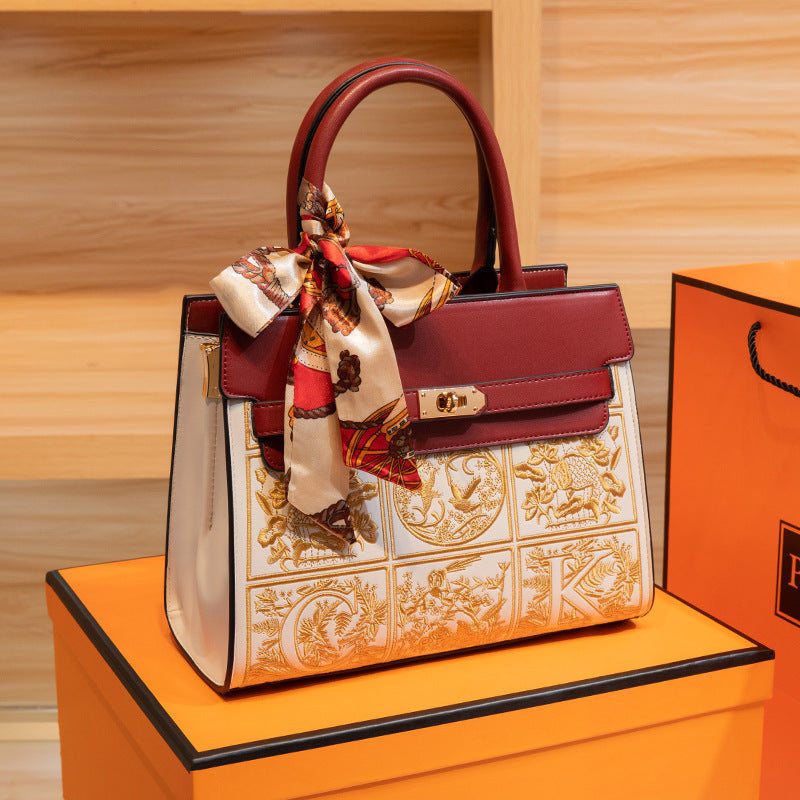 Sac Rare Brodé Style Chinois pour Femme – Élégance Rouge et Design Urbain