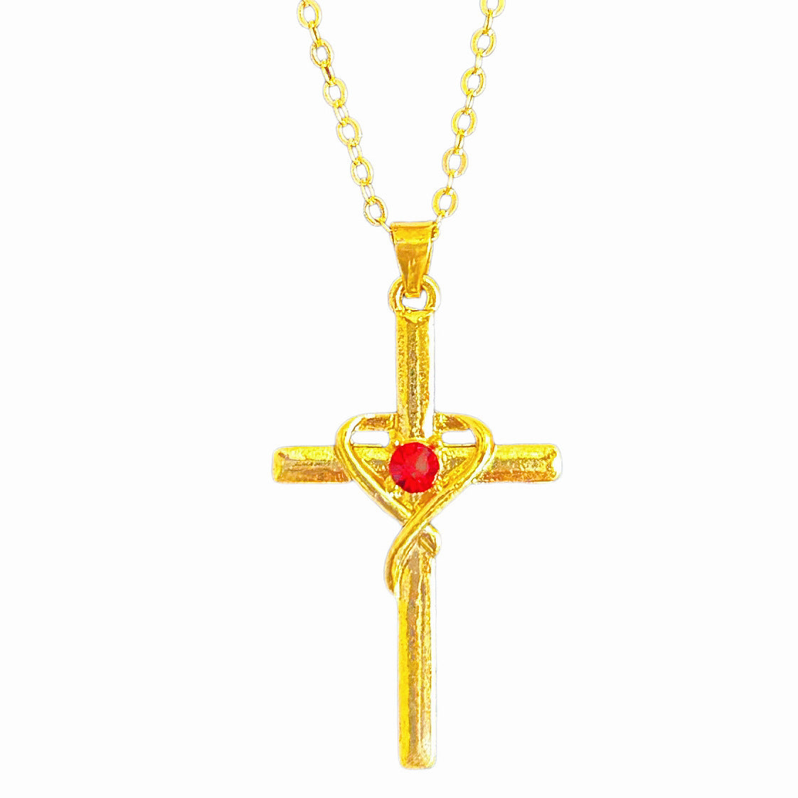 Collier Pendentif Croix en Diamants Forme Cœur pour Femmes - Pâques Élégant