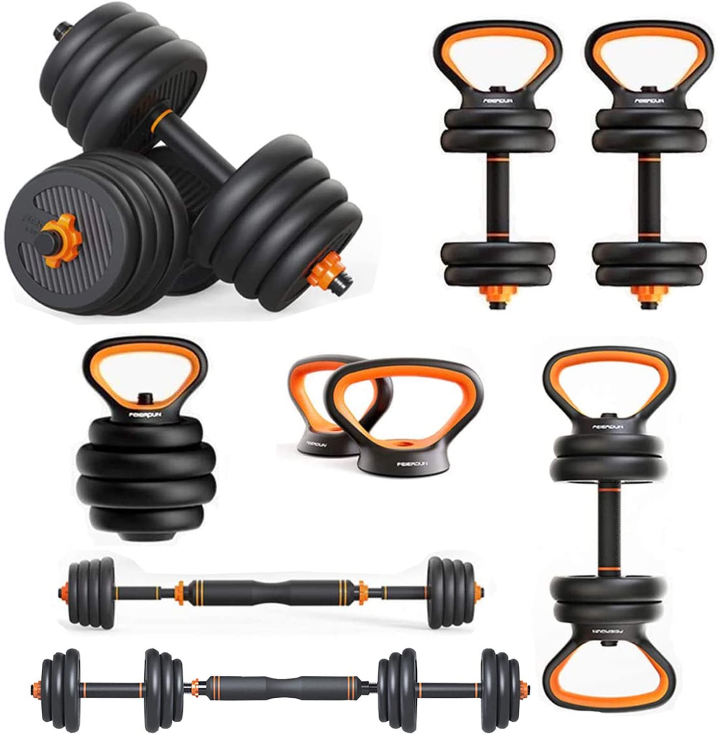 Haltères, Kettlebells et Barres Polyvalentes Combinaison Multifonction Six-en-Un