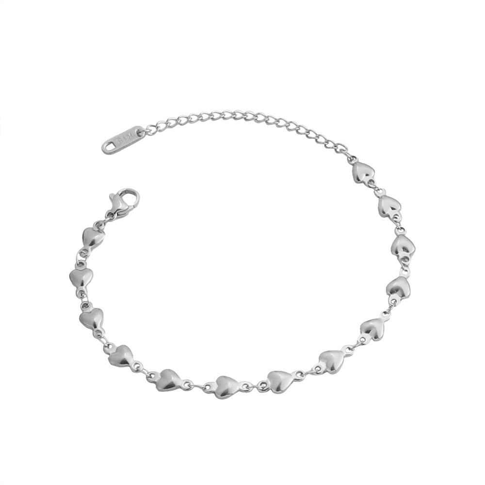Bracelet Chaîne Cœur en Acier Inoxydable Doré Élégant et Raffiné Femmes