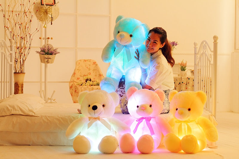 Ours en Peluche Éclairé LED Créatif Multicolore Lumineux Cadeau de Noël