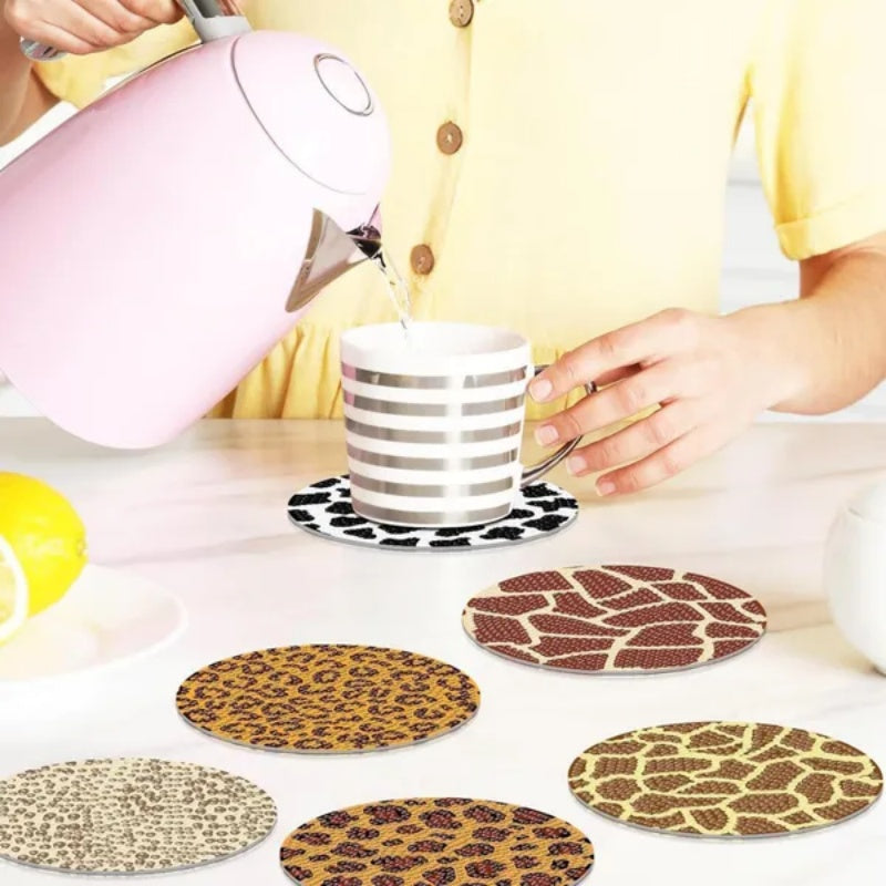 8 Pcs Kits de Sous-Verres Art en Rhinestones avec Support