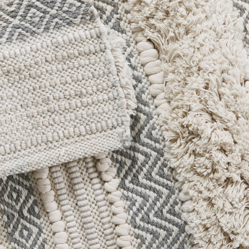 Tapis de bain à rayures en texture tissée gris 20x32