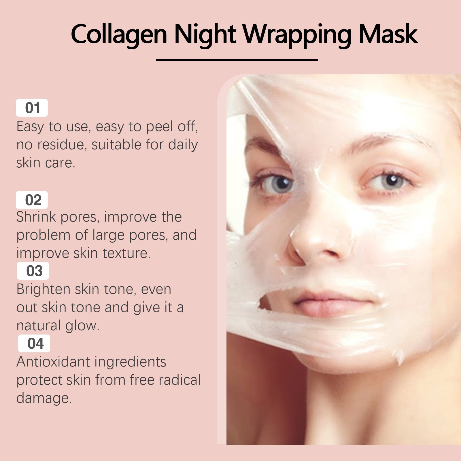 Masque Effaçable au Collagène pour Nettoyage et Hydratation du Visage