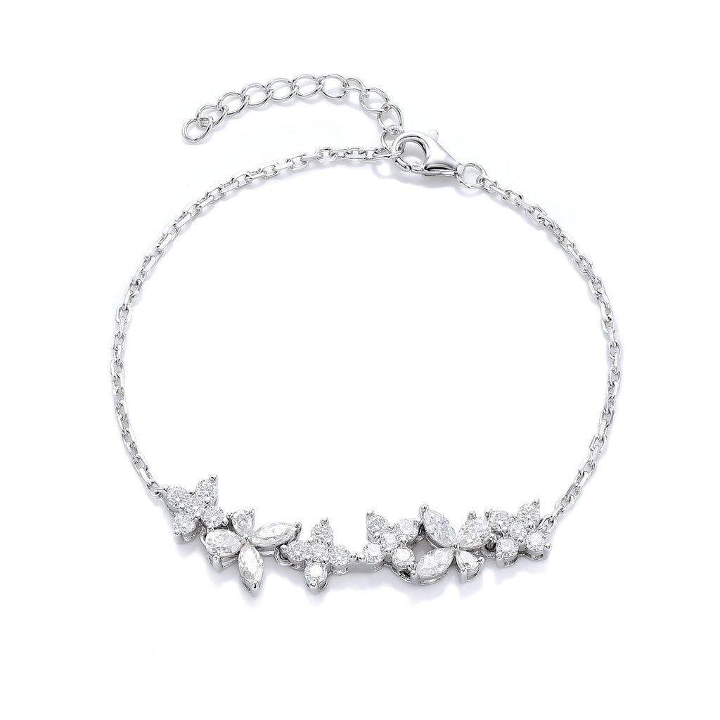 Bracelet papillon en argent sterling S925 avec pierres précieuses synthétiques, 16 cm, moissanite bleue et rose, plaqué platine, coffret cadeau mode
