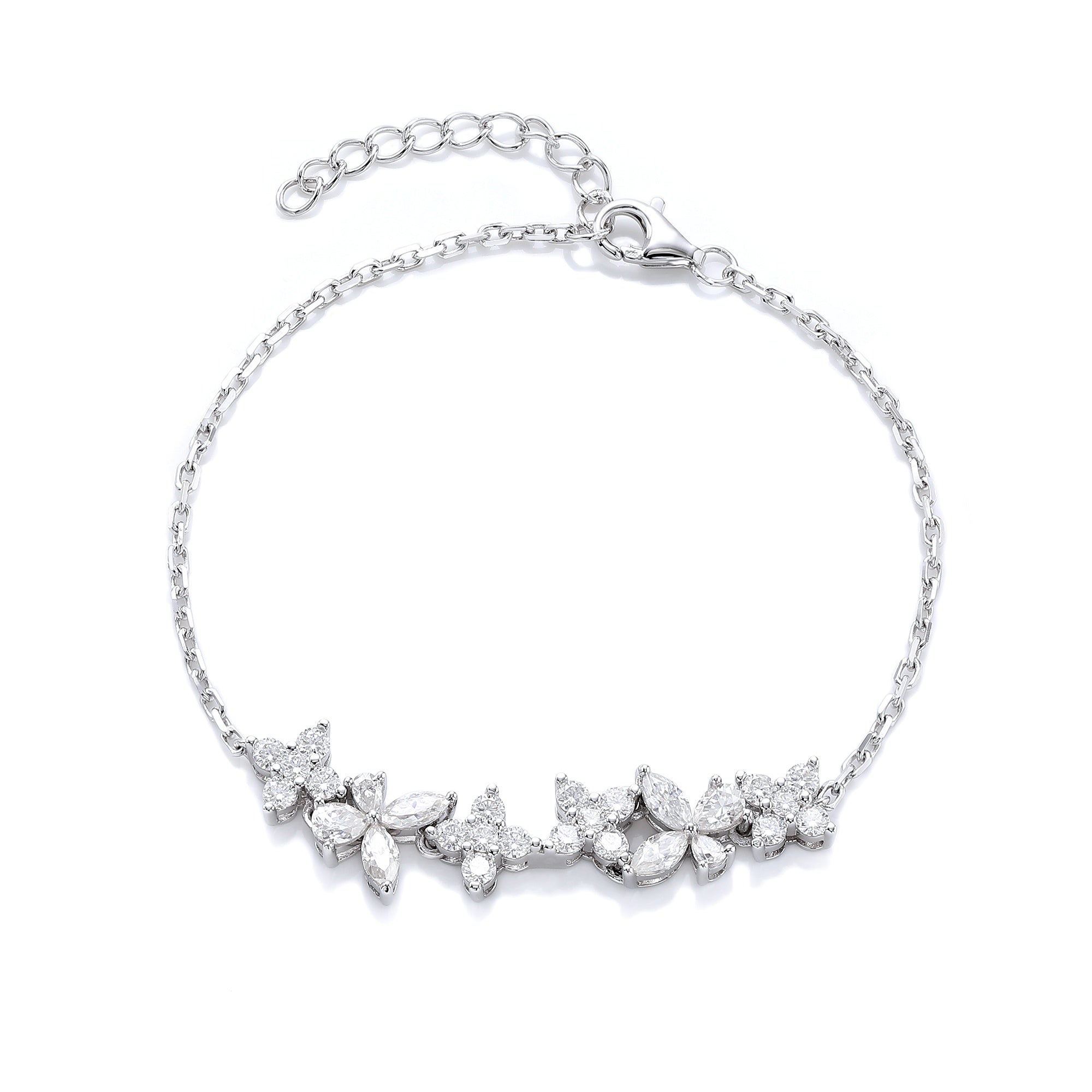 Bracelet papillon en argent sterling S925 avec pierres précieuses synthétiques, 16 cm, moissanite bleue et rose, plaqué platine, coffret cadeau mode