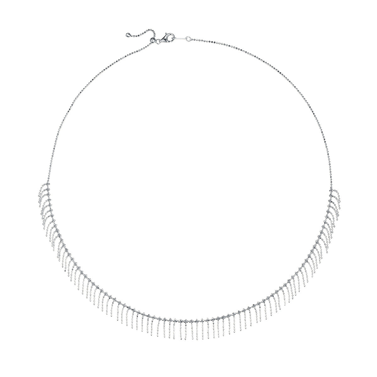 Colier Femme en Argent Sterling S925 à Pampilles, 45 cm Ajustable, 3,9 g, 10,5 mm, Plaqué Or Platine et Or Rose, Coffret Cadeau
